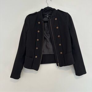 H&M Cropped Wool Blend Military Jacket - Small
